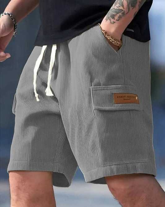 Ari Ribbed Texture Drawstring Shorts_1