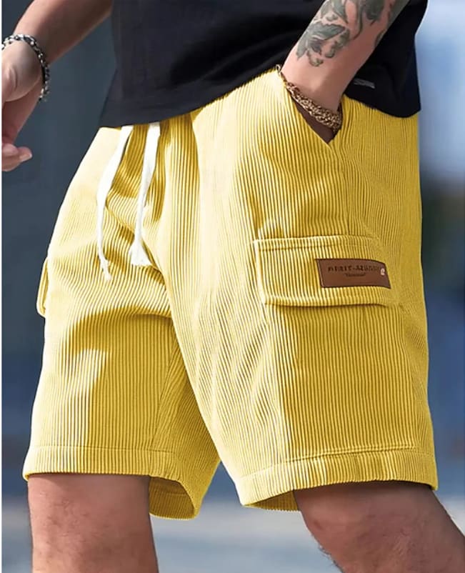 Ari Ribbed Texture Drawstring Shorts