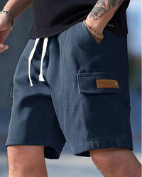 Ari Ribbed Texture Drawstring Shorts