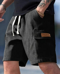 Ari Ribbed Texture Drawstring Shorts
