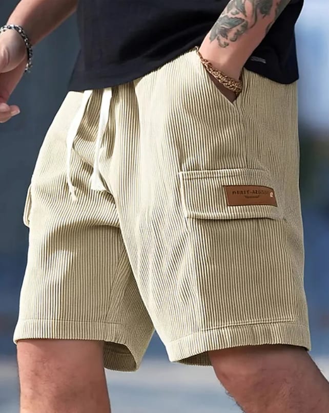 Ari Ribbed Texture Drawstring Shorts