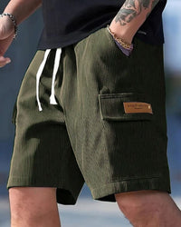 Ari Ribbed Texture Drawstring Shorts
