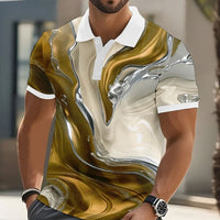 Orson Marble Print Contrast Collar Polo