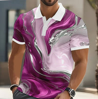 Orson Marble Print Contrast Collar Polo