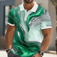 Orson Marble Print Contrast Collar Polo