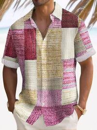 Enzo Color Block Patchwork Short Sleeve Shirt