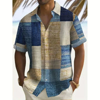 Enzo Color Block Patchwork Short Sleeve Shirt