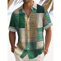 Enzo Color Block Patchwork Short Sleeve Shirt