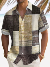 Enzo Color Block Patchwork Short Sleeve Shirt