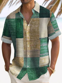 Enzo Color Block Patchwork Short Sleeve Shirt