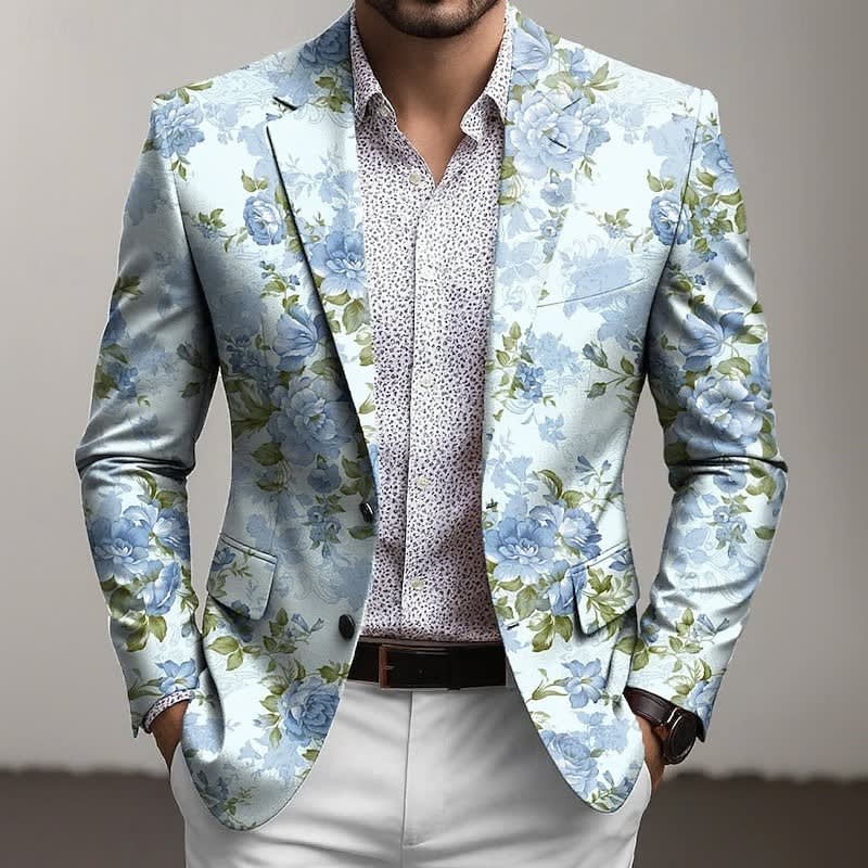Fitzroy Floral Print Two Button Blazer_1