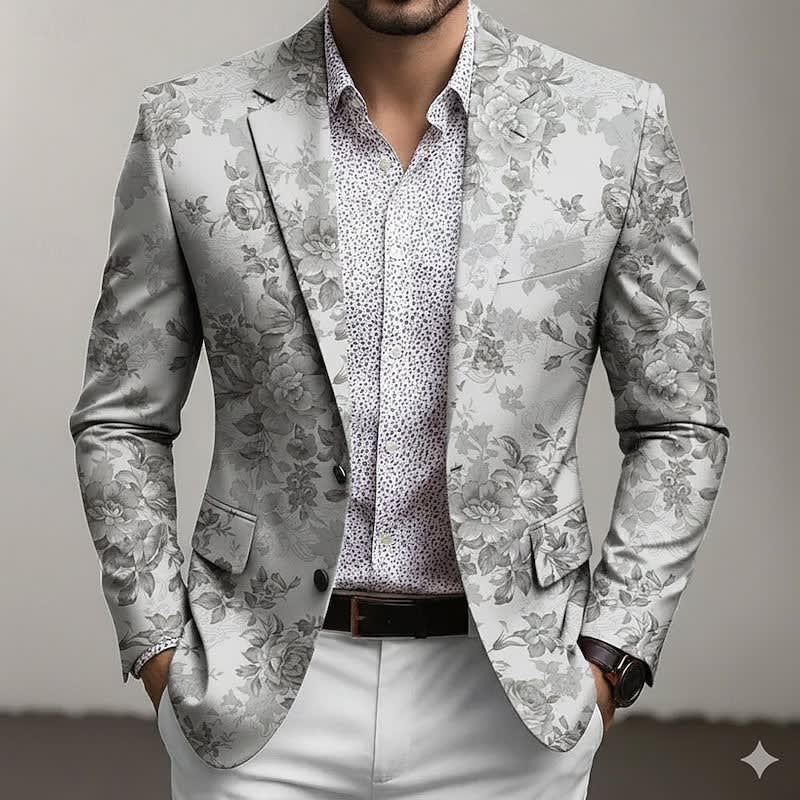 Fitzroy Floral Print Two Button Blazer_4