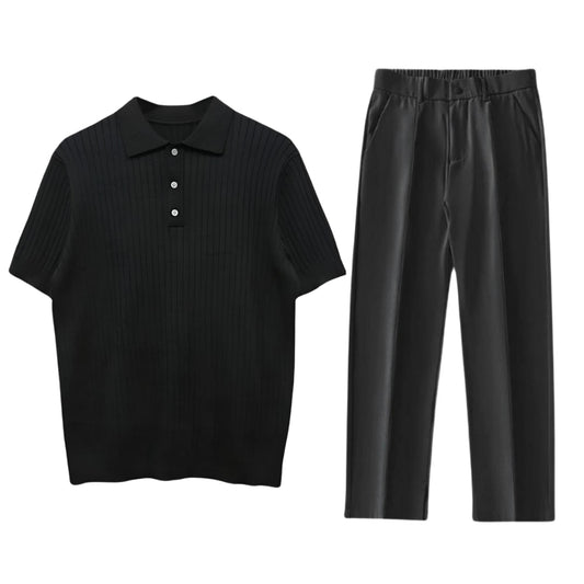 Hawthorne Ribbed Knit Polo and Trouser Set_1