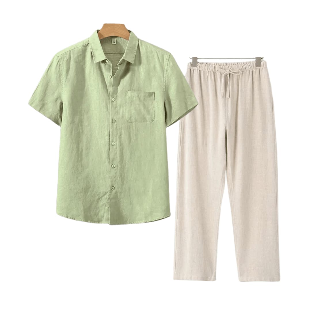 Bartholomew Linen Short Sleeve Two Piece Set
