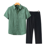 Bartholomew Linen Short Sleeve Two Piece Set