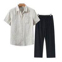 Bartholomew Linen Short Sleeve Two Piece Set