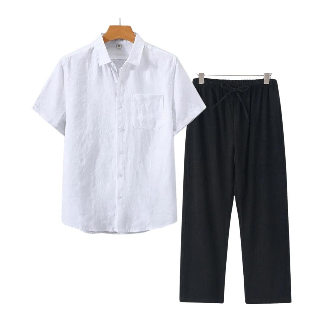 Bartholomew Linen Short Sleeve Two Piece Set