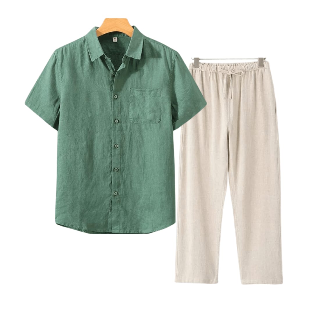 Bartholomew Linen Short Sleeve Two Piece Set