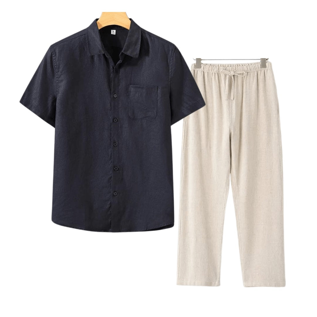 Bartholomew Linen Short Sleeve Two Piece Set_15