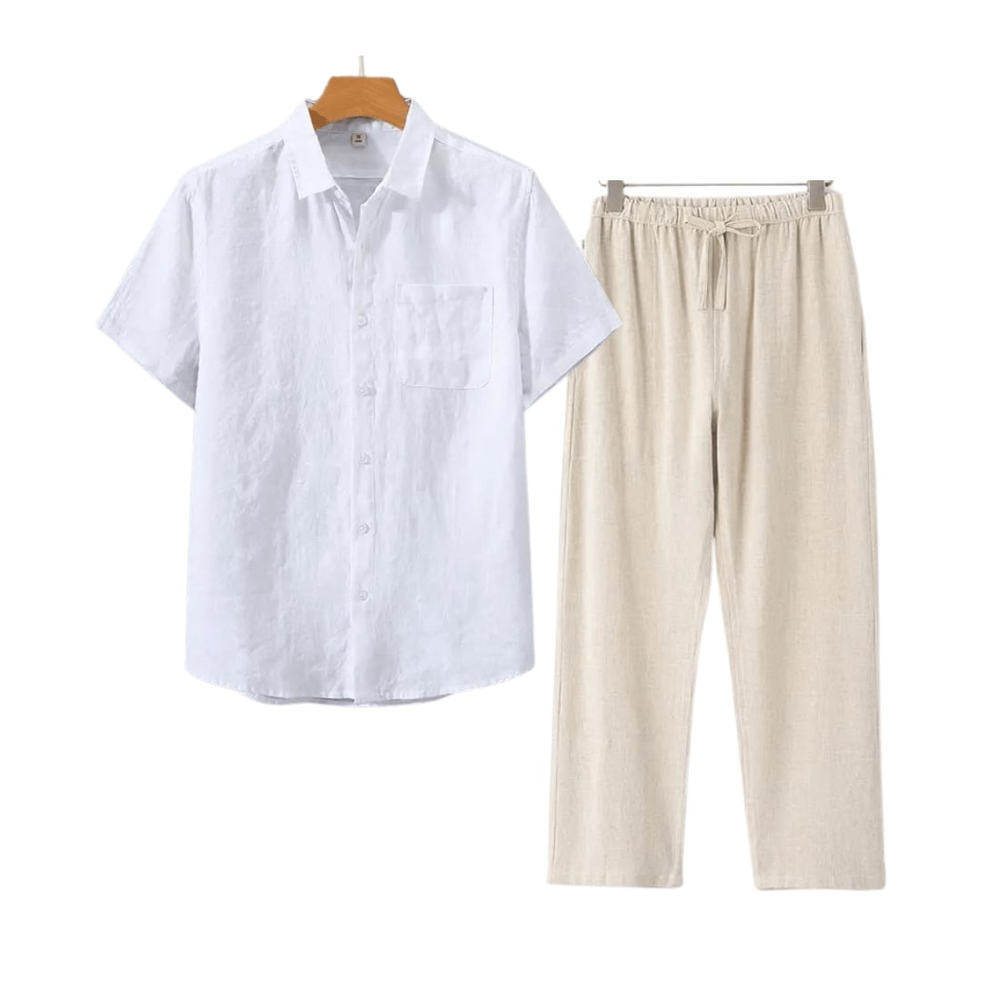 Bartholomew Linen Short Sleeve Two Piece Set_16