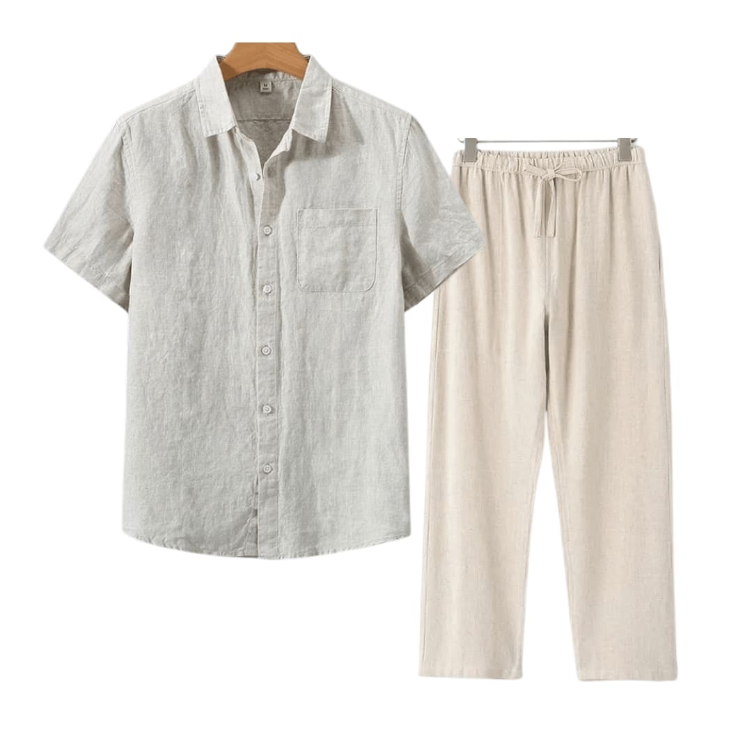 Bartholomew Linen Short Sleeve Two Piece Set_7