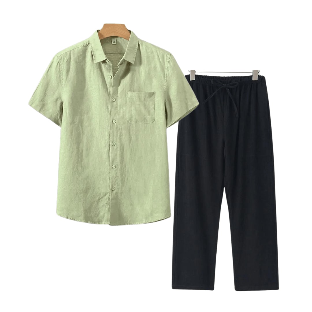 Bartholomew Linen Short Sleeve Two Piece Set_8