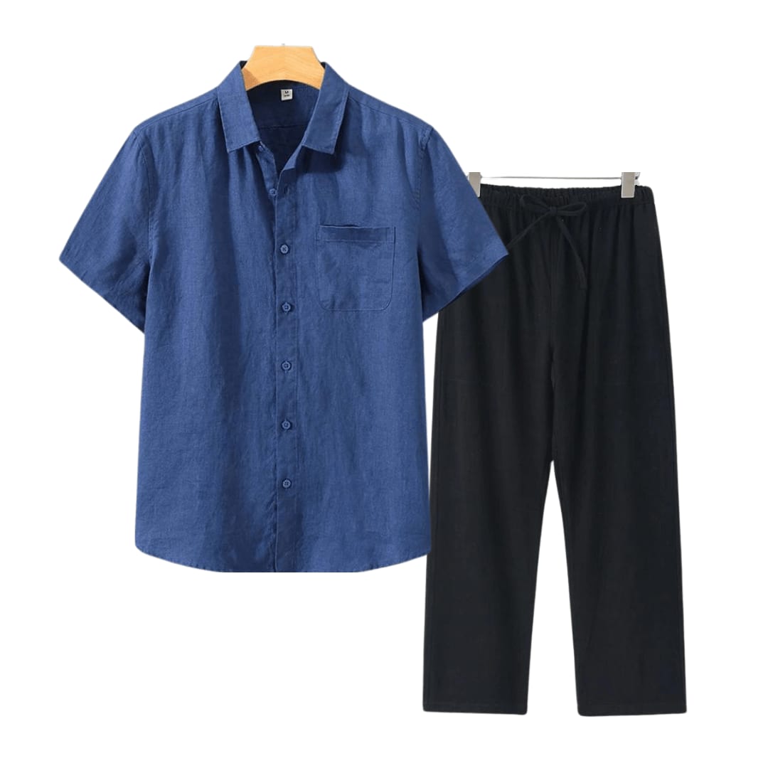 Bartholomew Linen Short Sleeve Two Piece Set_9