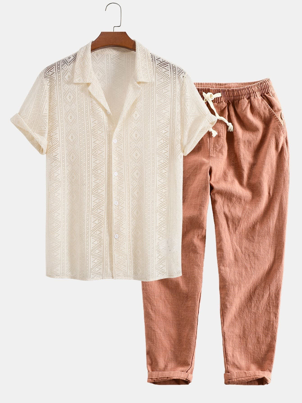 Hendrix Open Knit Camp Collar Two Piece Set_17