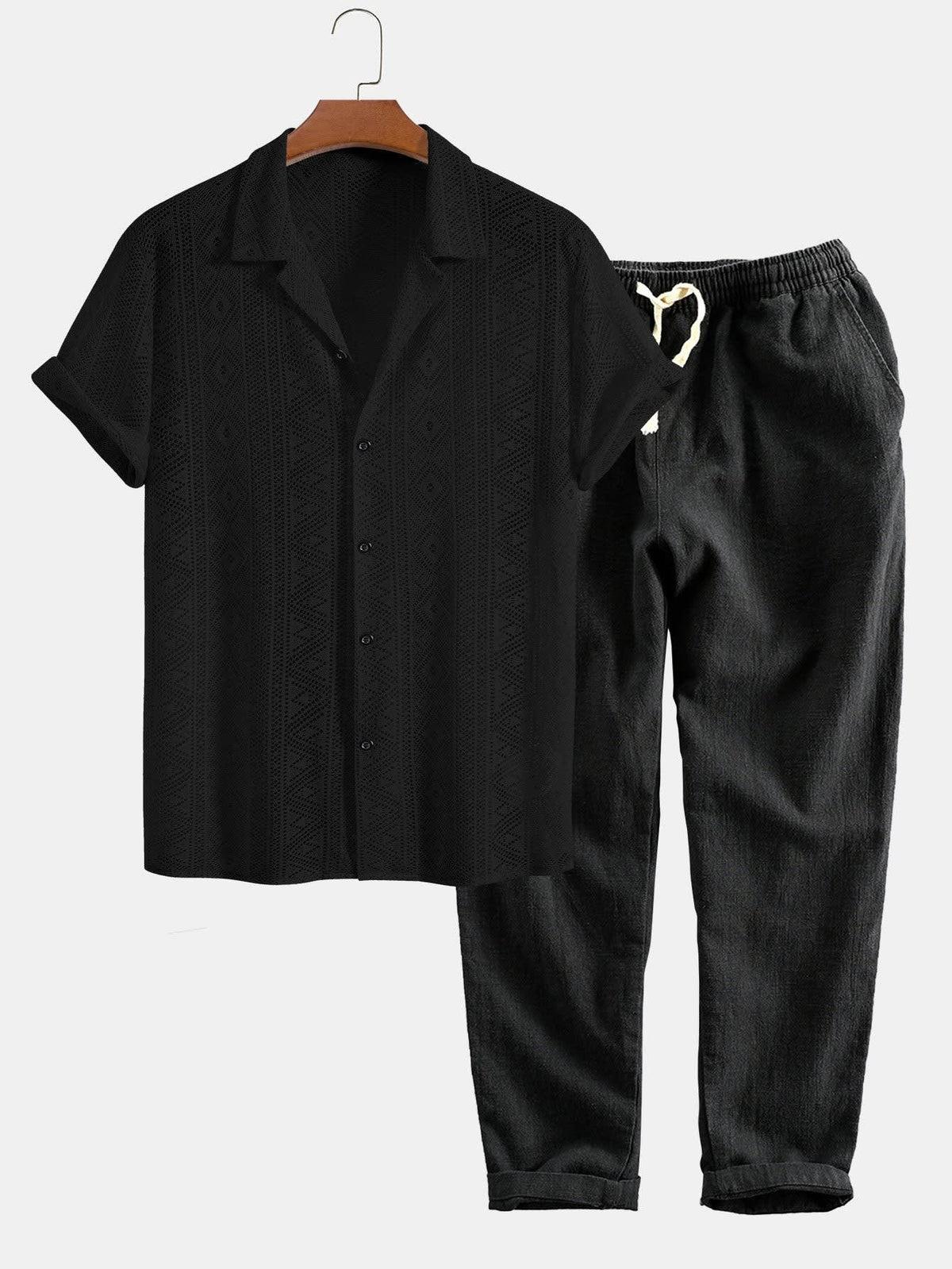 Hendrix Open Knit Camp Collar Two Piece Set_19