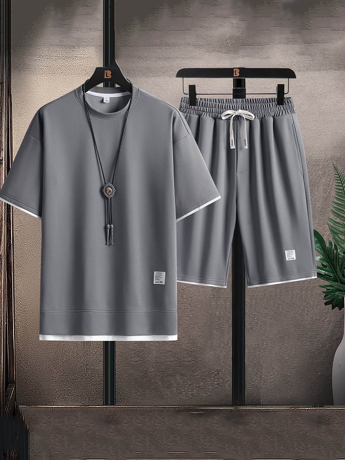Pollard Waffle Texture Tee and Shorts Set_1