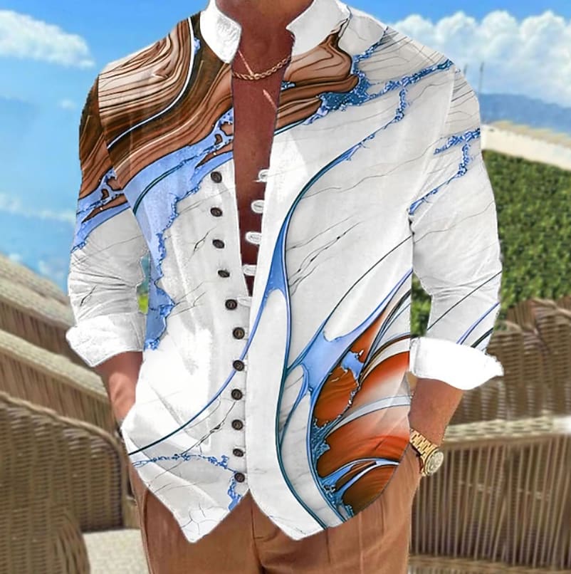 Ormond Abstract Print Long Sleeve Shirt