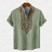 Lamar Embroidered Band Collar Shirt