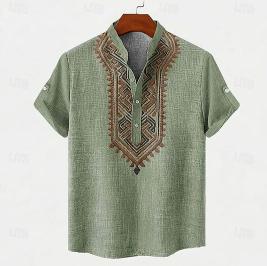 Lamar Embroidered Band Collar Shirt_1