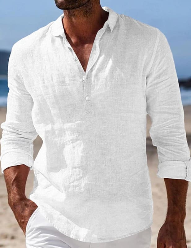 Barrett Half Button Long Sleeve Beach Shirt_2