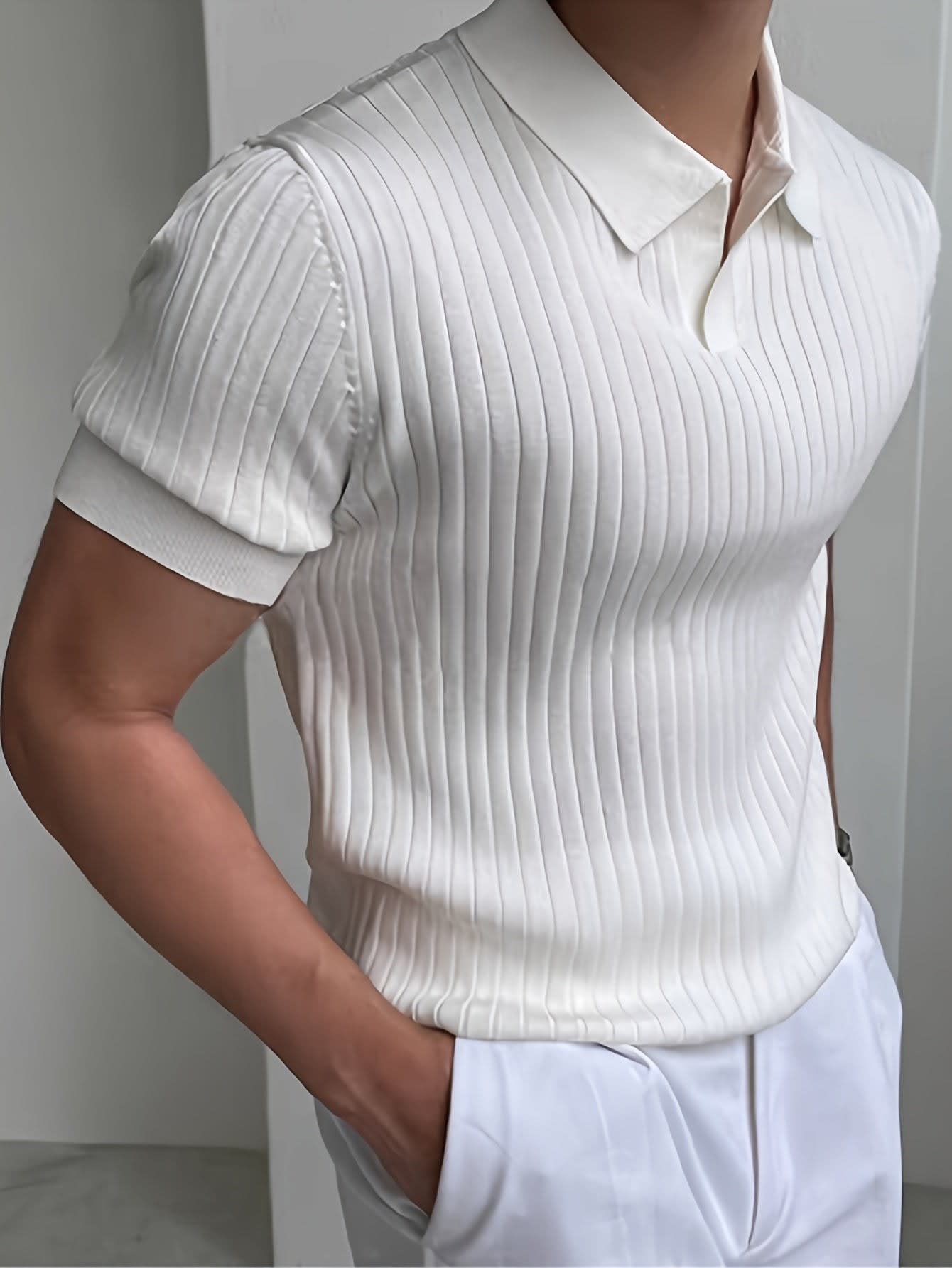 Malone Ribbed Open Collar Polo_10