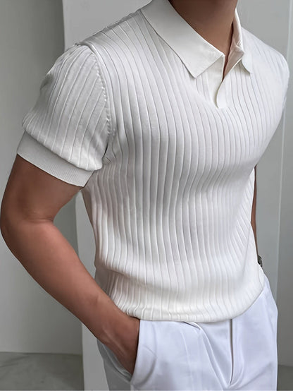 Malone Ribbed Open Collar Polo_10