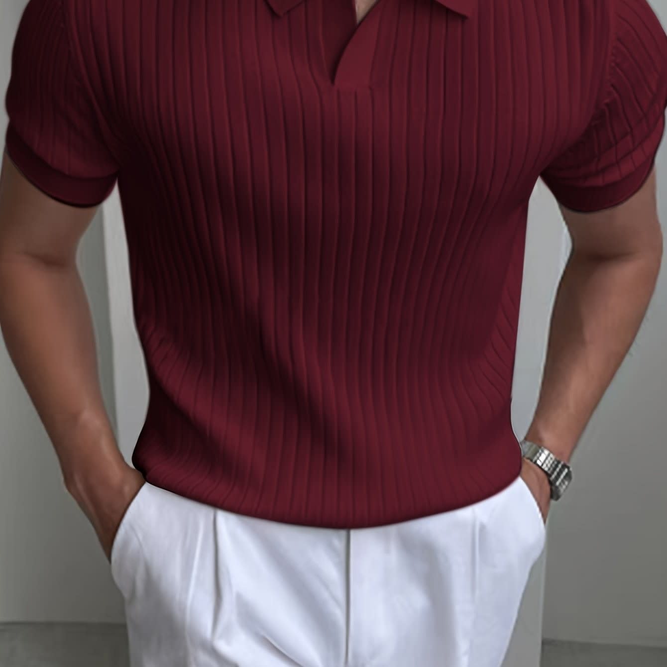 Malone Ribbed Open Collar Polo_11