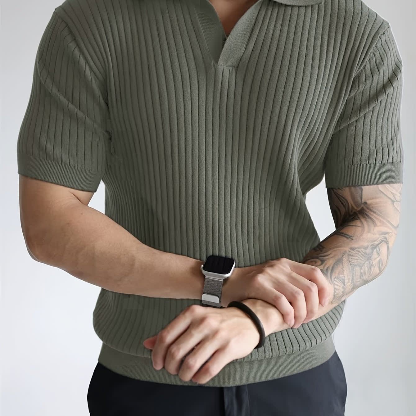 Malone Ribbed Open Collar Polo_14