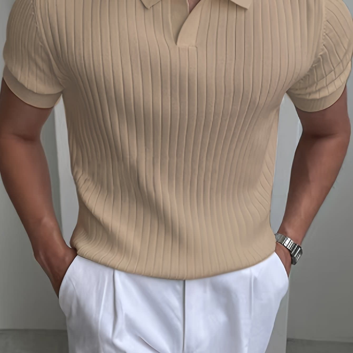 Malone Ribbed Open Collar Polo_15