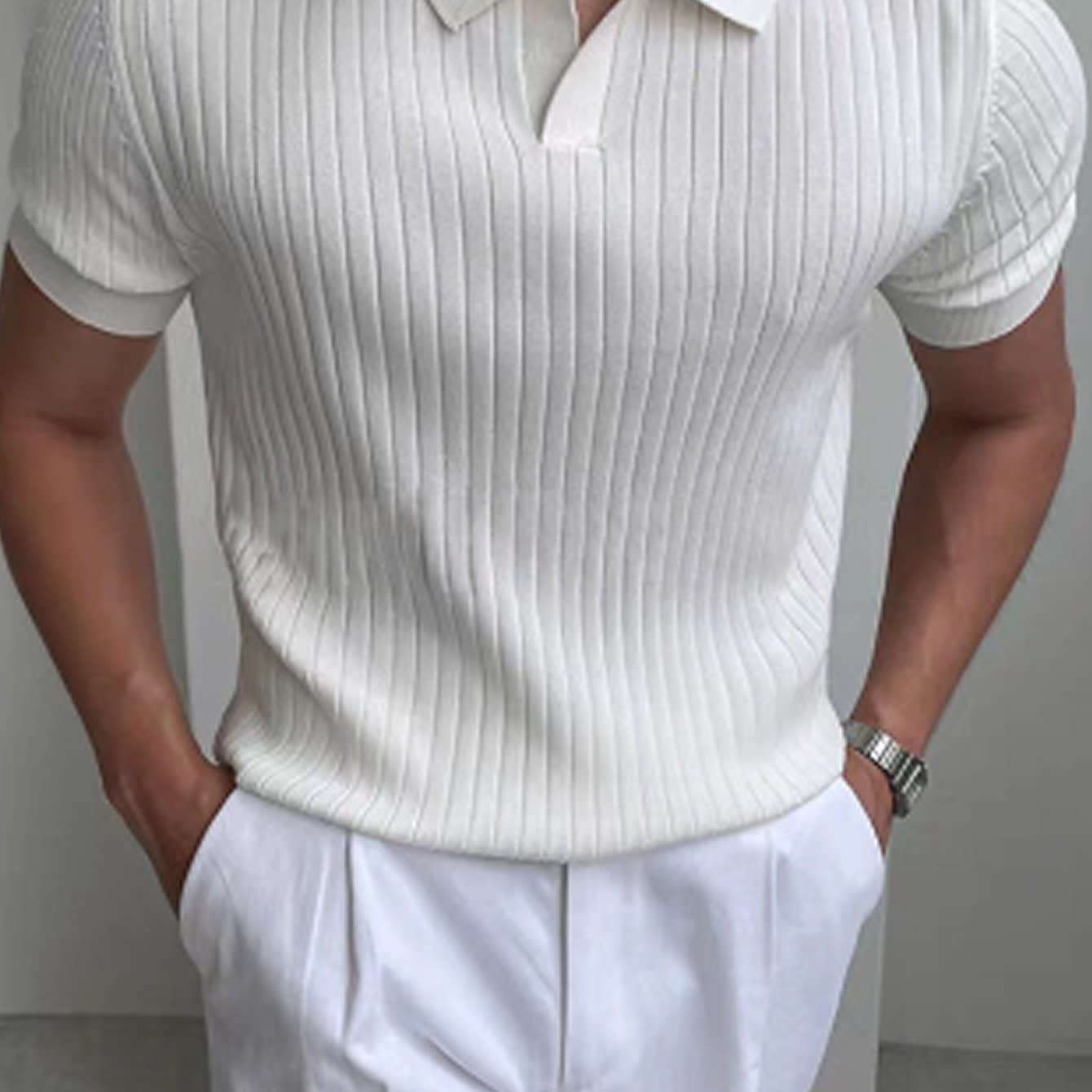 Malone Ribbed Open Collar Polo_16