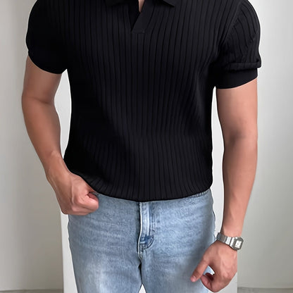 Malone Ribbed Open Collar Polo_17