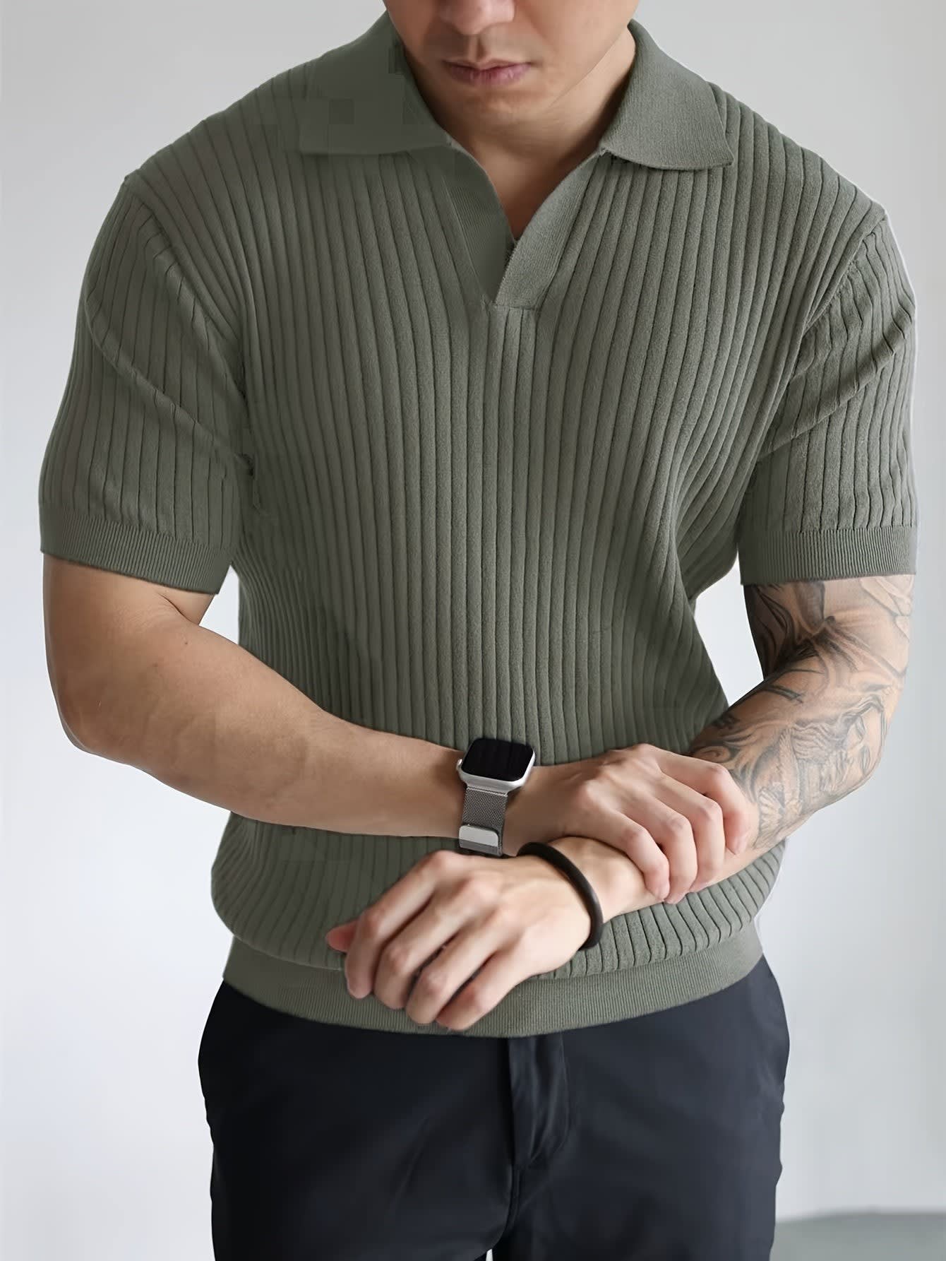 Malone Ribbed Open Collar Polo_2