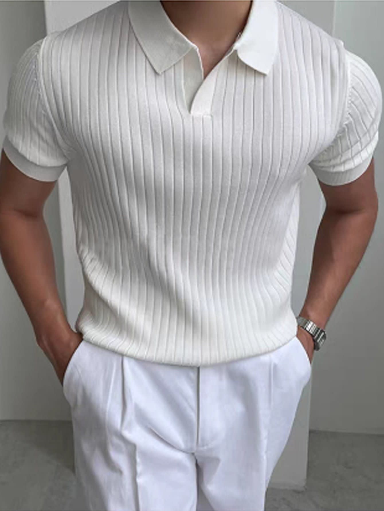 Malone Ribbed Open Collar Polo_4