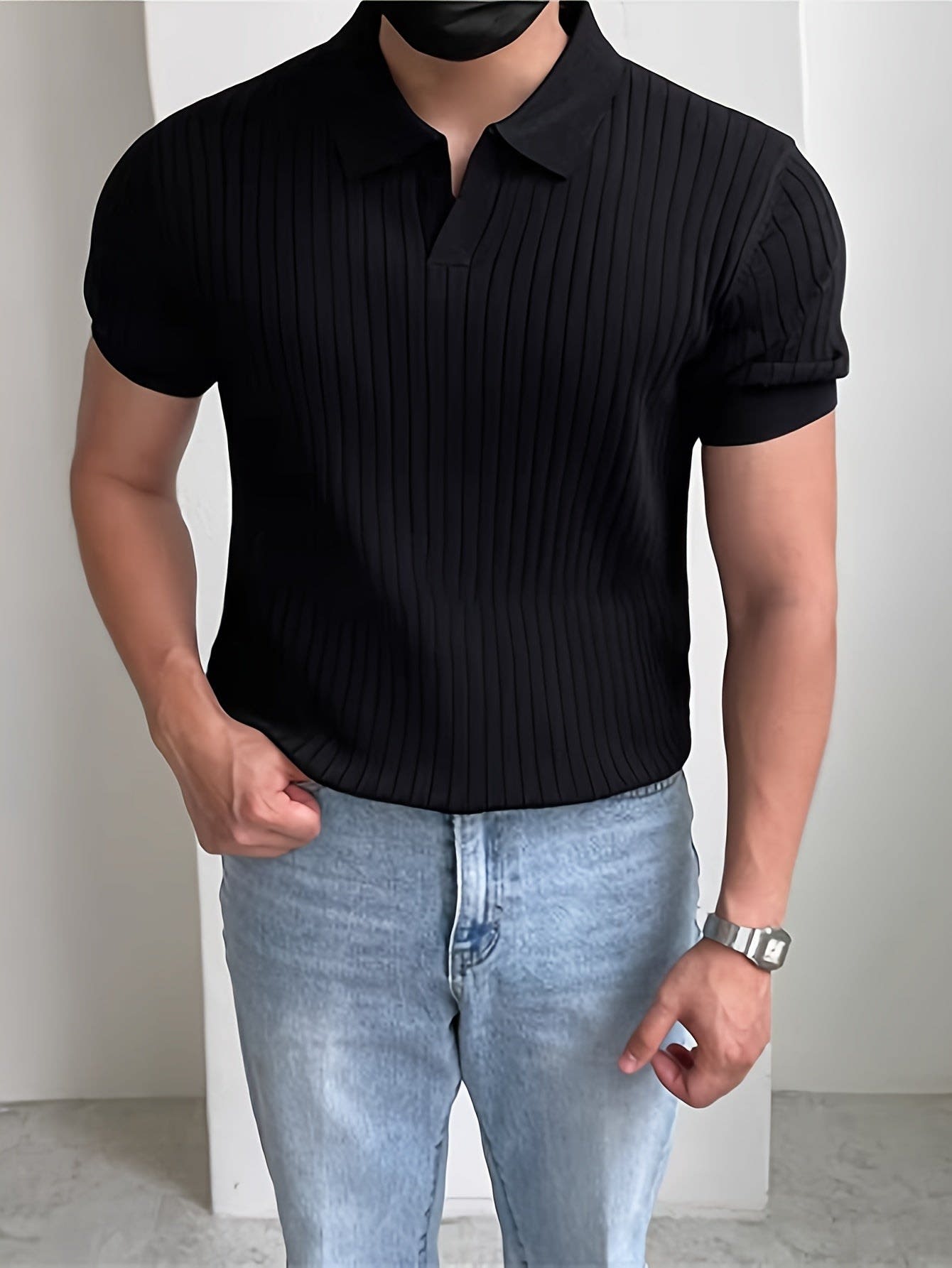 Malone Ribbed Open Collar Polo_7