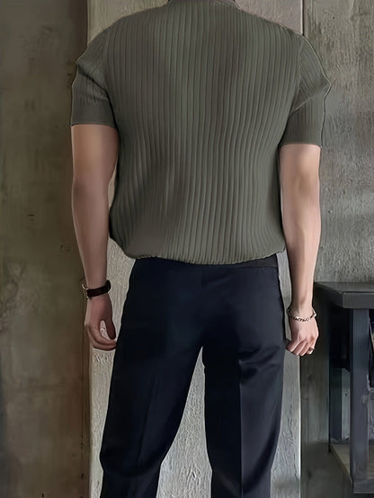 Malone Ribbed Open Collar Polo_8