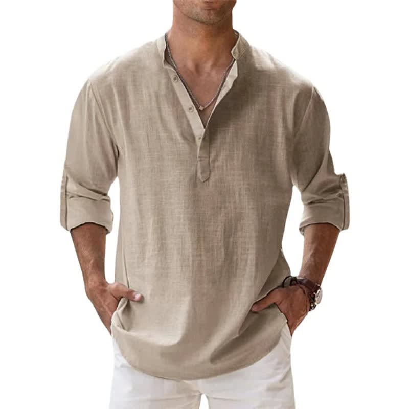 Jericho Relaxed Fit Linen Henley Shirt