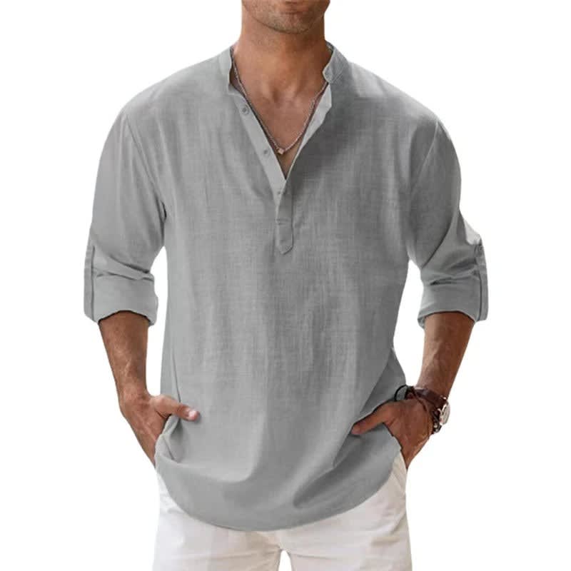 Jericho Relaxed Fit Linen Henley Shirt