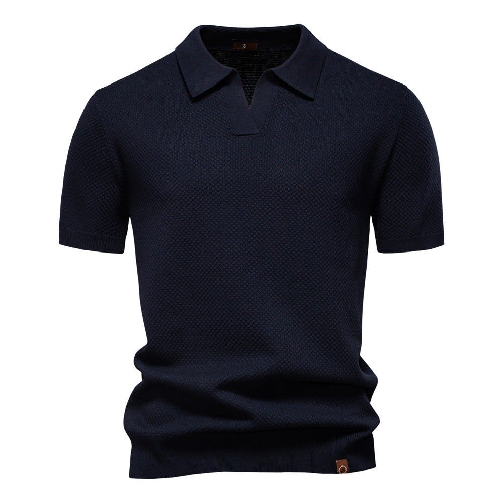 Mason Textured Open Collar Polo