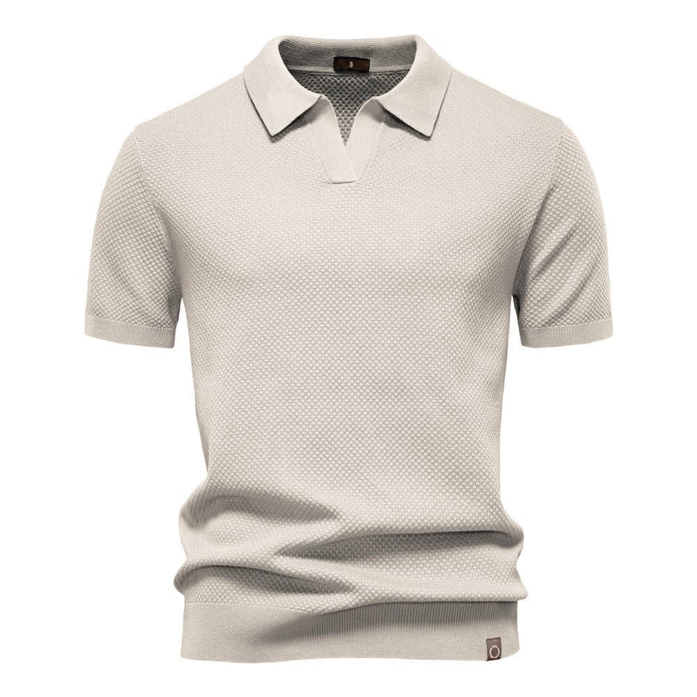 Mason Textured Open Collar Polo