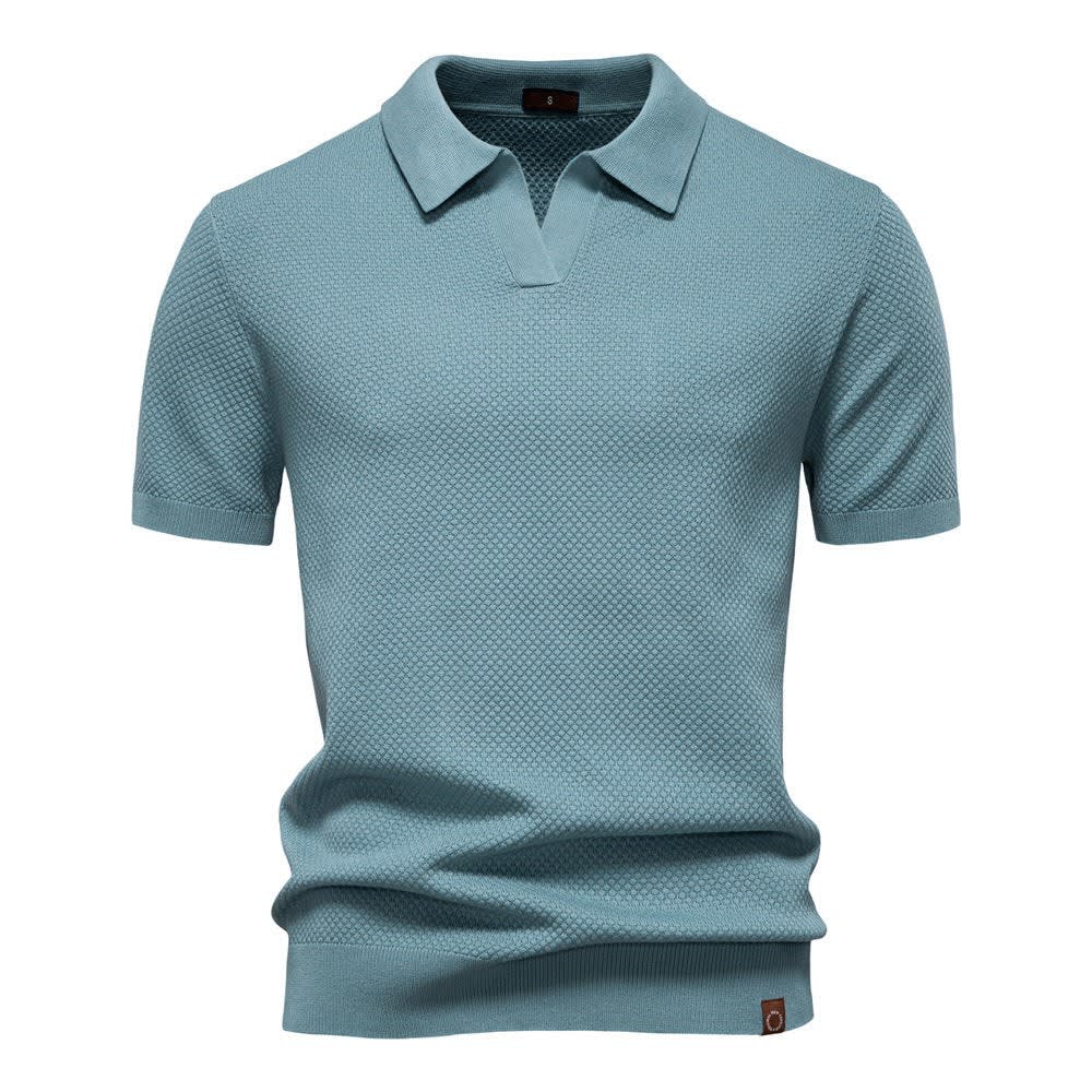 Mason Textured Open Collar Polo